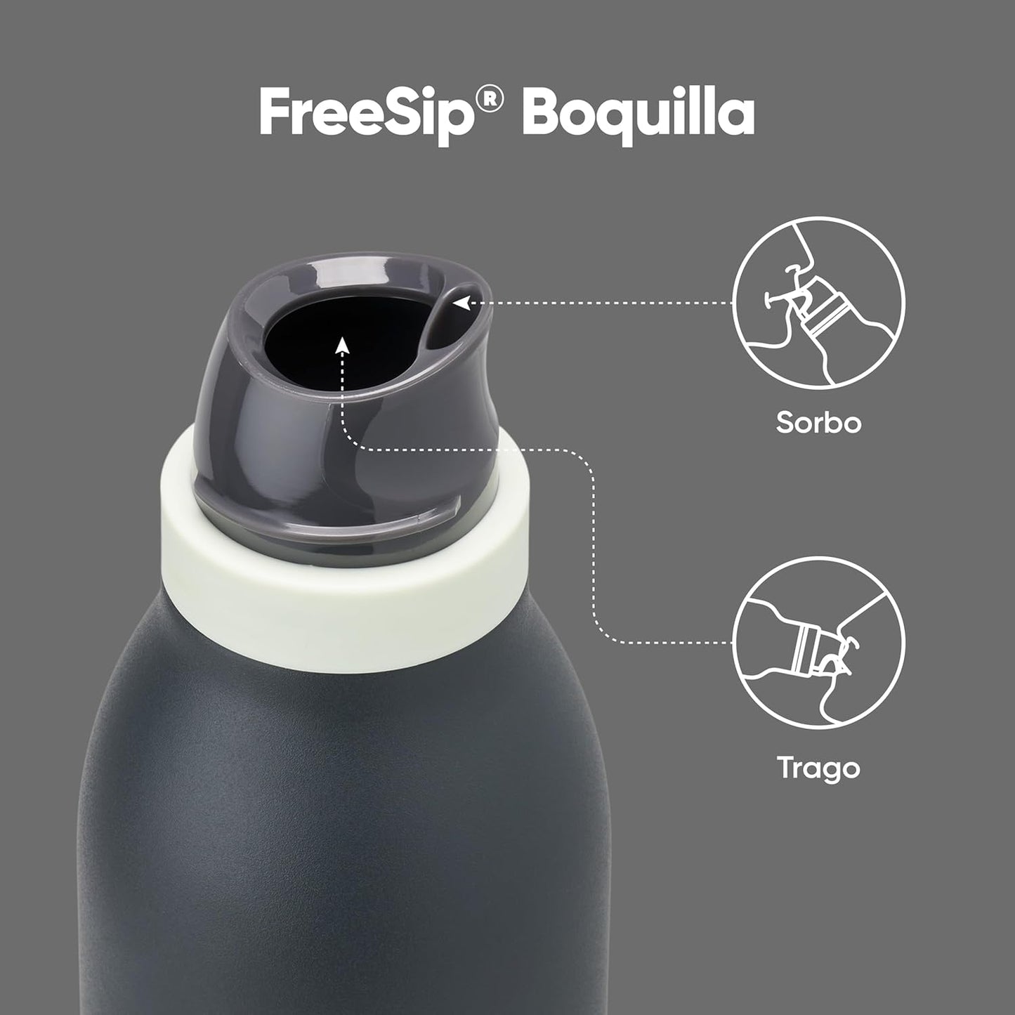 Owala FreeSip Insulated Stainless Steel Water Bottle - 24 oz, BPA-Free, Straw, Blue/Grey (Foggy Tide)
