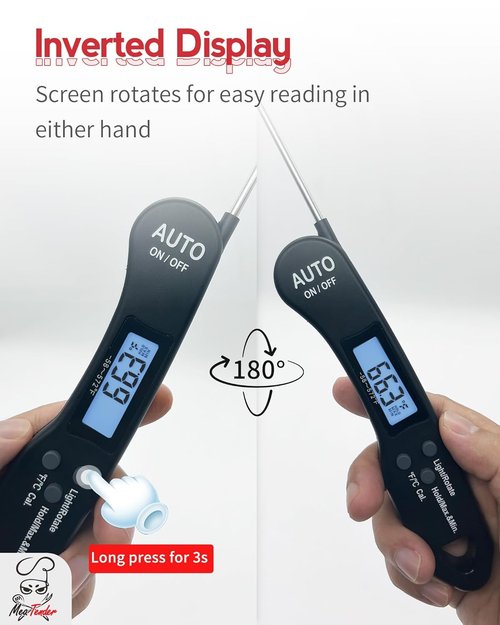 Instant Read Meat Thermometer by [Brand Name] | Fast 1.2s Read, ±1°F Accuracy, Foldable Probe