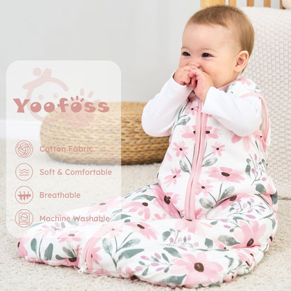Yoofoss Baby Sleep Sack 6-12 Months, TOG 2.5 Baby Wearable Blanket with 2-Way Zipper, 100% Organic Cotton Fabric Winter Newborn Sleeping sack, Warm Soft Comfy(Medium)