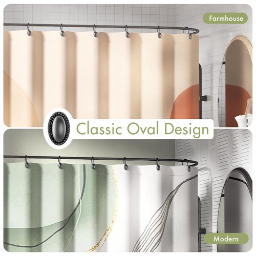 AmazerBath Black Shower Curtain Hooks, 12PCS Rust Proof Shower Curtain Rings, Decorative Modern Shower Curtain Hangers, Elliptical Heavy Duty Design Convenient for Bathroom Kitchen Wardrobe