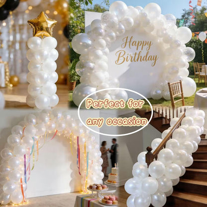 Pearl White Balloons | 12-Inch Matte Latex Balloons - 50PCS for Weddings, Birthdays & Parties