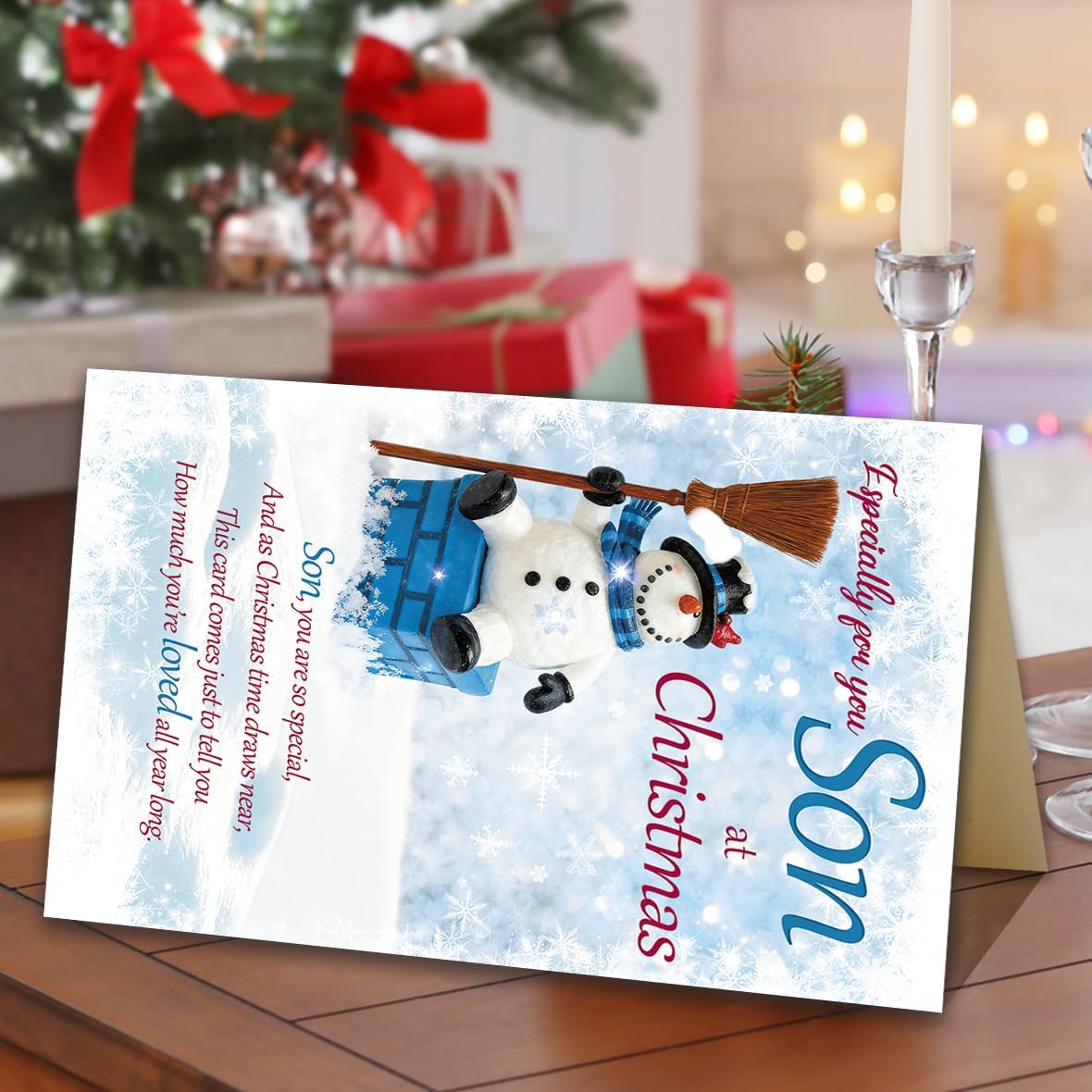 Regine Switzerland Christmas Card for Son - Merry Christmas Gift with Premium Envelope | 8x5.3 Inches, Double-Sided
