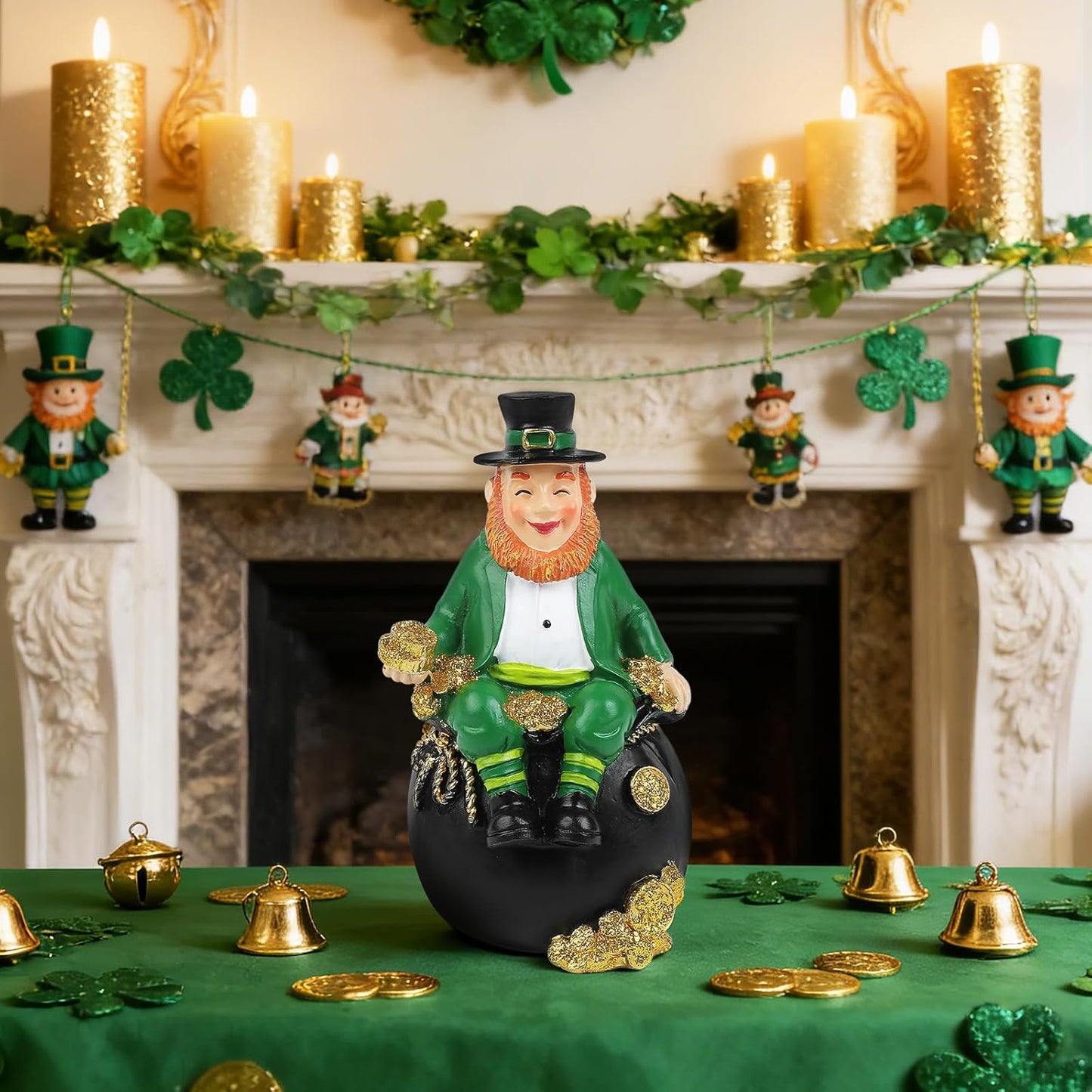 St. Patrick's Day Gnomes | 5.7-Inch Irish Resin Figurines for Home Decoration & Tiered Trays