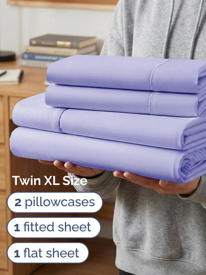 Skiennix Extra Deep Twin XL Sheet Set | 4-Piece Breathable Cooling Bedding - Soft, Wrinkle-Free Lavender