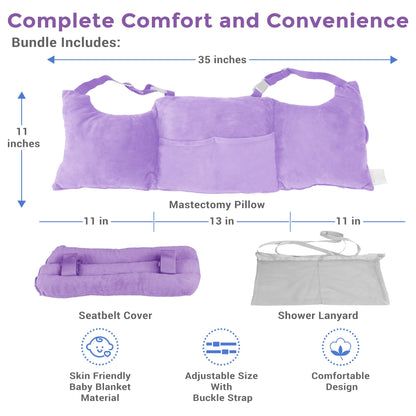 Zomaple Mastectomy Pillow - Post Surgery Pillow, Mastectomy Recovery Must Haves, Breast for After Heart Surgery, Reduction & Augmentation Patients Sleeping, Recovery Seatbelt Protection-Surgery Gift