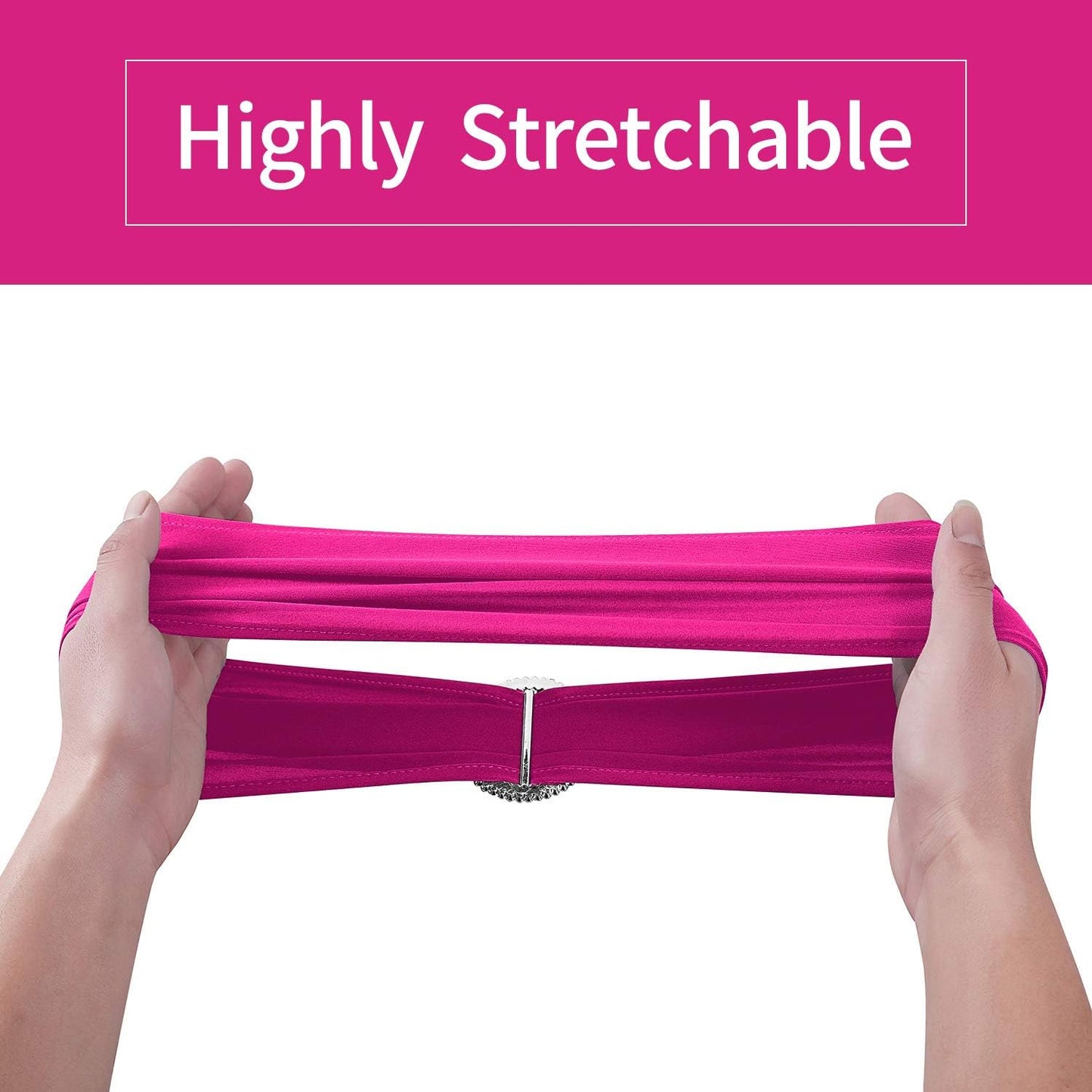 Peomeise Fuchsia Spandex Chair Sashes - 25pcs with Buckle Slider for Weddings & Parties