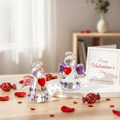 HDCRYSTALGIFTS Crystal Guardian Angel Figurines - 2.5'' Glass Ornaments for Valentine's Day Gifts
