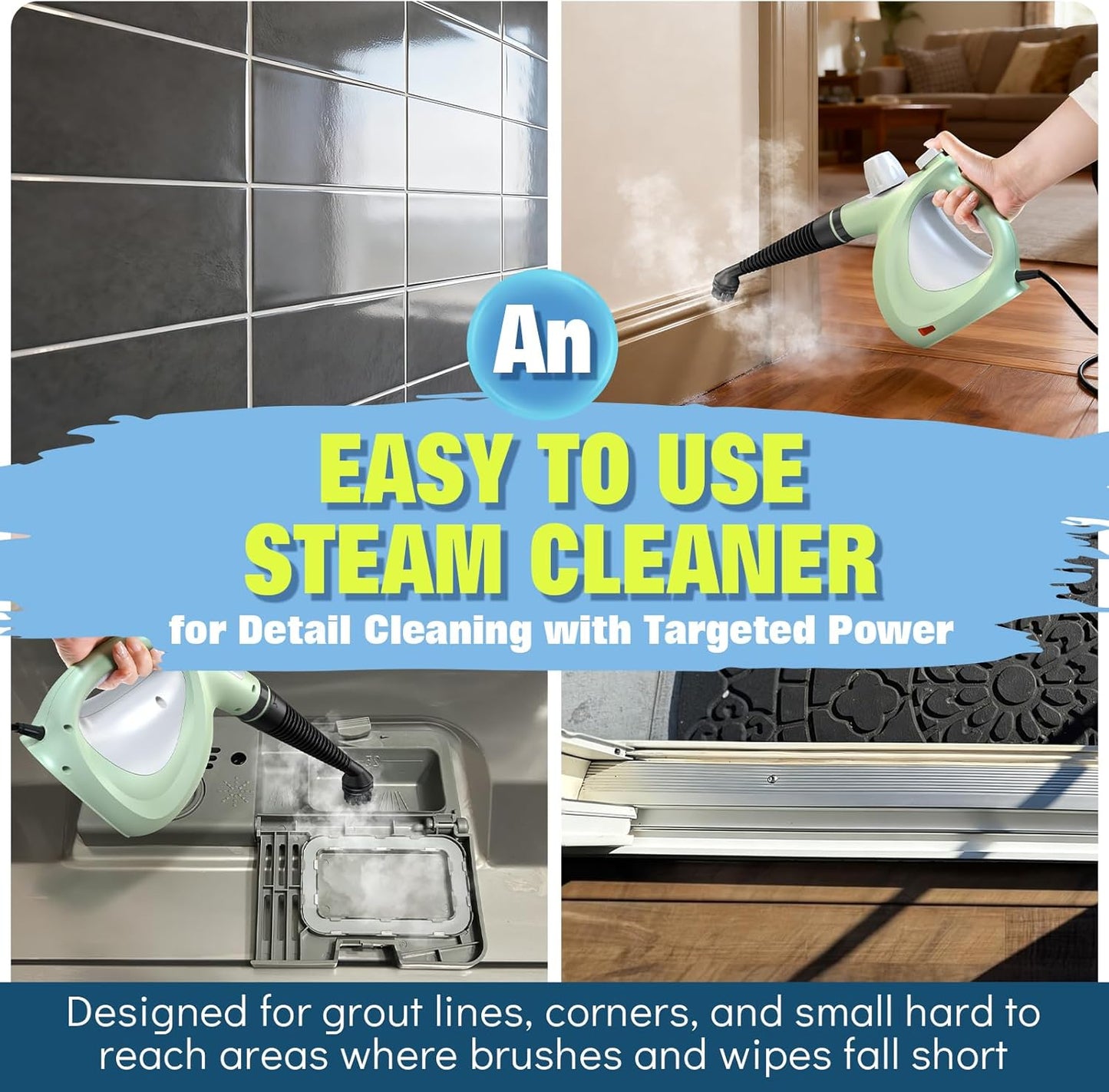 Steam Cleaner, Powerful Pressurized Handheld Steam Cleaner for Home with 11-Pc Set – Chemical-Free Multi-Surface Steamer for Effective Cleaning, Perfect for Furniture, Upholstery, Grout, Couch & Car