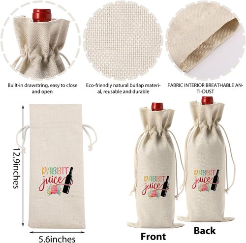 Funny Easter Wine Bag Easter Basket Easter Eggs Decorations Easter Holiday Gifts for Women Men Easter Wine Bag Gifts for Wine Lover Easter Party Decorations Rabbit Juice Wine Bag