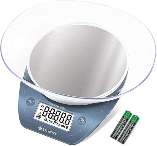 Etekcity Digital Food Scale - Accurate 0.1g Measurement for Weight Loss & Meal Prep | 11lb/5kg, Prussian Blue Stainless Steel