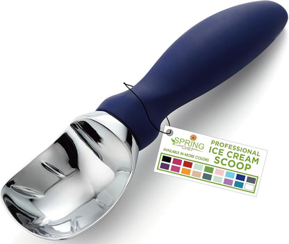 Spring Chef Ice Cream Scoop - Professional Heavy Duty Scooper with Soft Grip Handle | Sapphire Color
