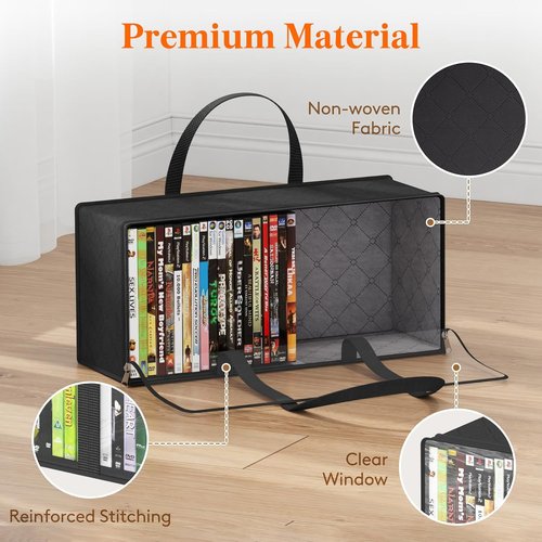 Lifewit DVD Storage Bags - Clear PVC Organizer with Handles & Zipper | Holds 240 DVDs (6 Pack)