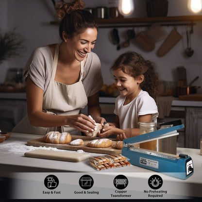 ROMECH 12 Inch Impulse Bag Sealer, Solid Metal Housing Heavy Duty Manual Heat Sealer Machine with Spare Parts for Sealing Plastic Bags & Shrink Wrap Bags (400W)