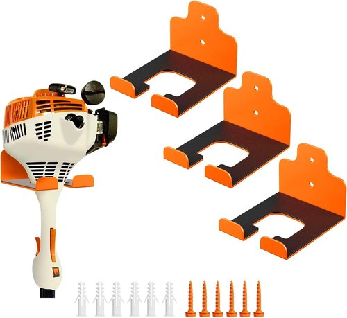 JNIHEEP Garage Organizer - Wall-Mounted Trimmer Rack for Garden Tools | 3-Pack (Orange)