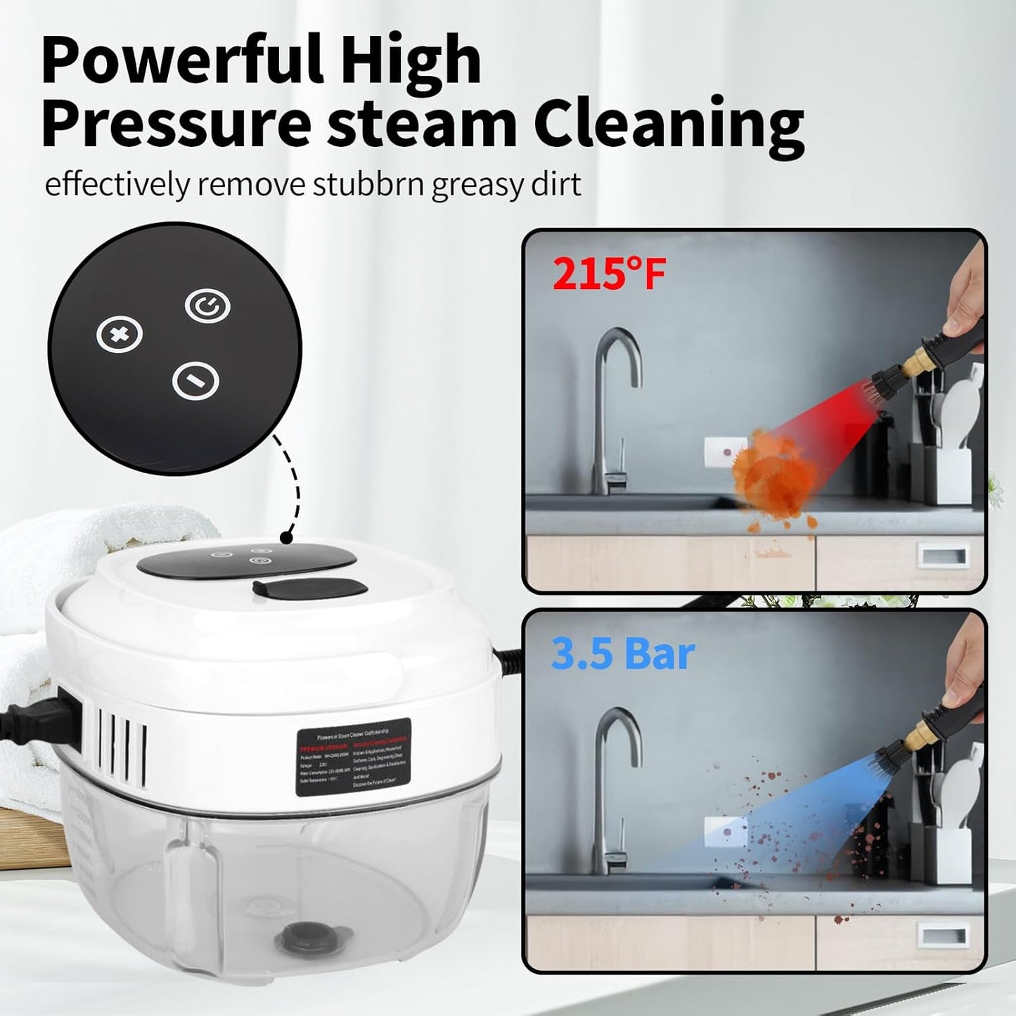 Skiennix Steam Cleaner - Handheld 6-Level Steamer with 10s Heat-Up & 1.5L Tank for Home & Car Detailing