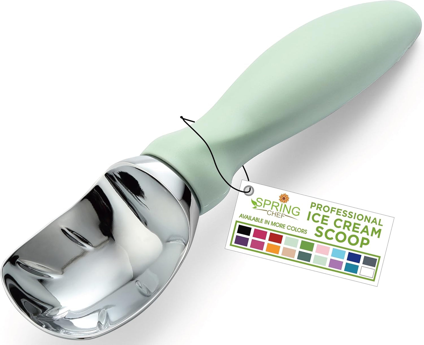 Spring Chef Ice Cream Scoop - Professional Heavy-Duty Scooper with Comfortable Handle | Perfect for Gelato, Sorbet, Cookie Dough