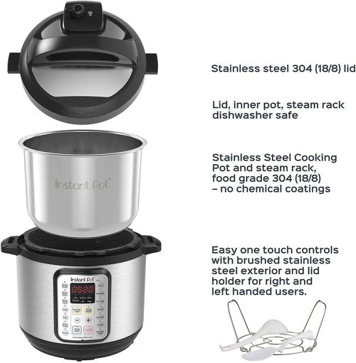 Instant Pot Duo Plus 9-in-1 Electric Pressure Cooker - 8 Quart Stainless Steel with 800+ Recipes