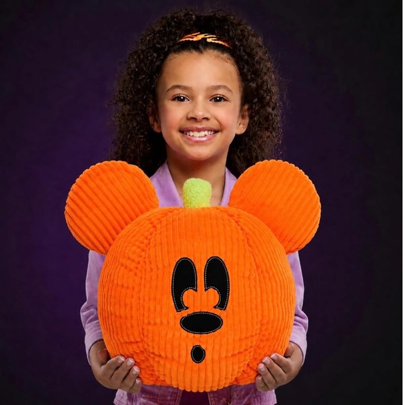 Orange Mickey & Minnie Mouse Pumpkin Plush Pillow - 14in, Corduroy