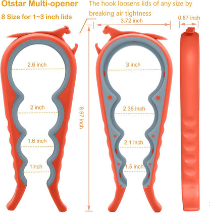Otstar Jar Opener | Easy Grip Bottle & Can Opener for Seniors & Arthritis | Orange Color