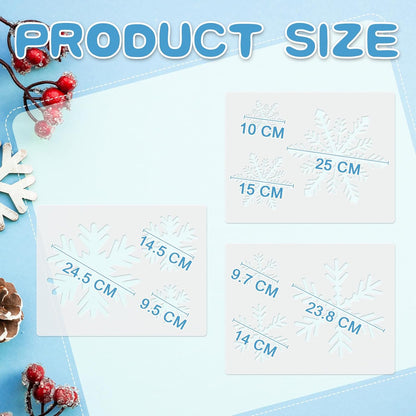 Weysat Winter Snowflake Stencils - 3 Pcs Reusable for Crafting on Glass, Wood, Fabric & More