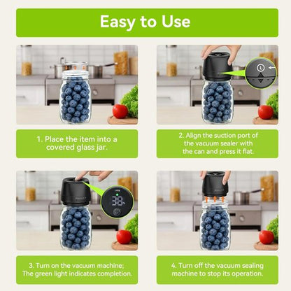 Mason Vacuum Sealer Kit - Compact Electric Canning Sealer for Jars & Bags | Includes Lids & Accessories