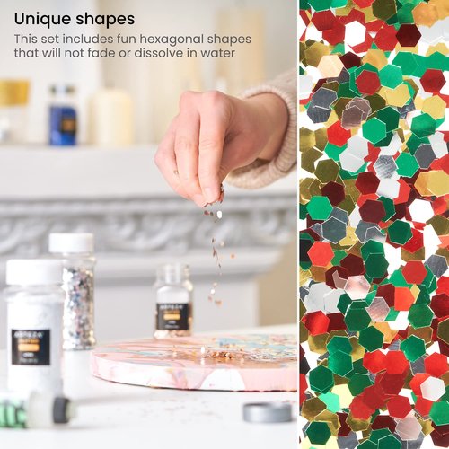 Arteza Chunky Glitter Set, 6 x 2-oz Bottles, Jewel-Toned Glitter for Resin, Glue, Acrylic Paint, Arts and Crafts Supplies for Creating DIY Projects and Holiday Art