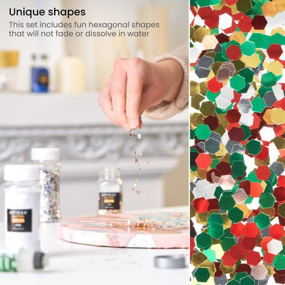 Arteza Chunky Glitter Set, 6 x 2-oz Bottles, Jewel-Toned Glitter for Resin, Glue, Acrylic Paint, Arts and Crafts Supplies for Creating DIY Projects and Holiday Art