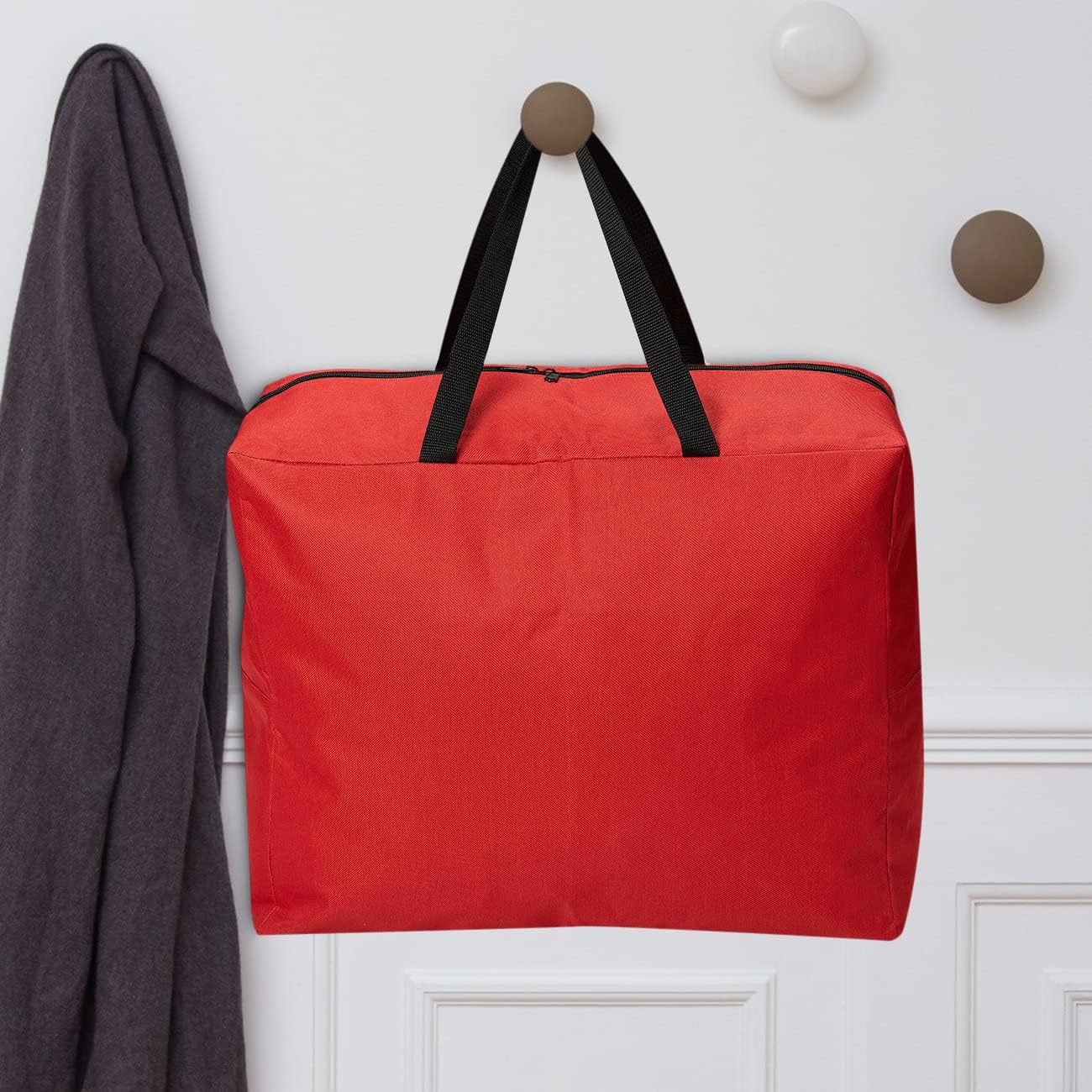 ProPik Holiday Ornaments Storage Bag - Tear-Proof Polyester, 15” x 9.8” x 18.1”, Red with Handles