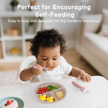 Eascrozn Toddler Silverware Set - 6 Pack Kids Spoons and Forks with Silicone Handles | BPA-Free, Dishwasher Safe