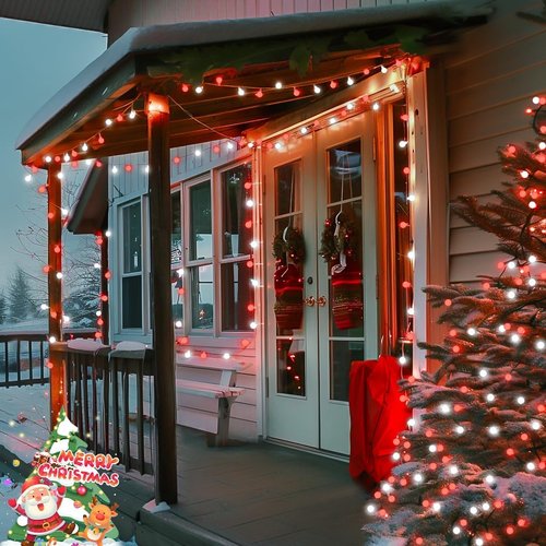 JMEXSUSS Globe String Lights - 100 LED Red and White Christmas Lights for Festive Decor