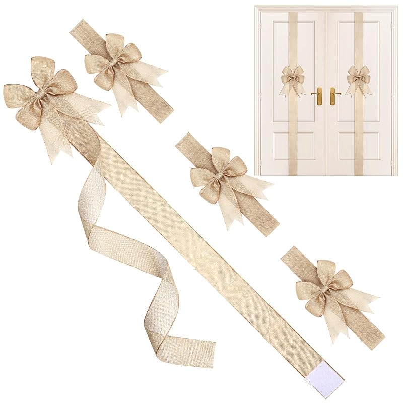 Variation of THIS listing: Burlap Christmas Cabinet Bows 4 Pcs, 6.6 ft Ribbon, Beige
