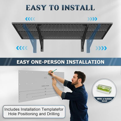 Jusgym Heavy Duty Garage Wall Shelving - 700lbs Capacity | 1.5x4ft Wall Mounted Storage Rack, Black