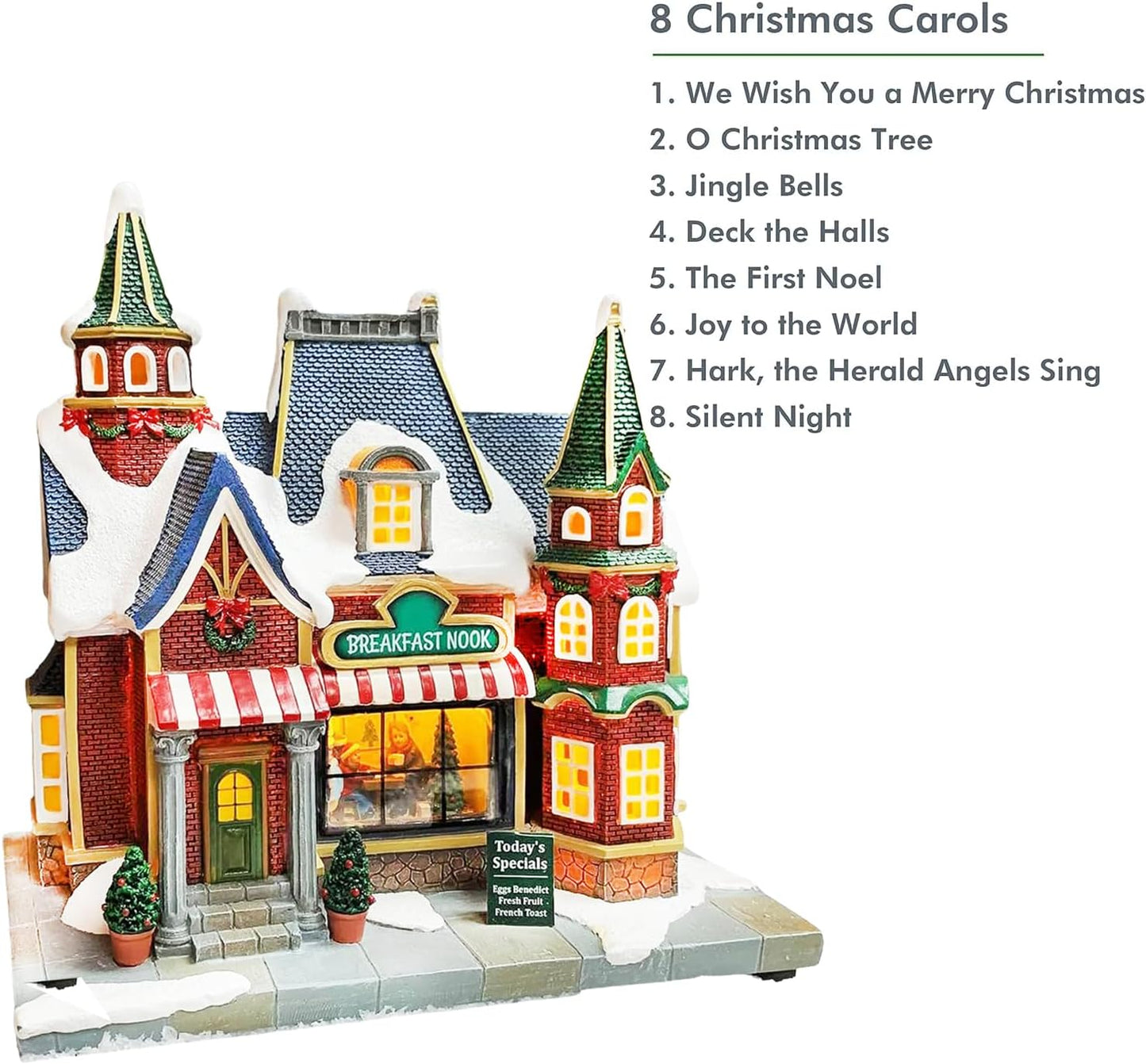 Moments In Time Lighted Christmas Village Building - LED Music & Battery Operated | Plays 8 Holiday Songs