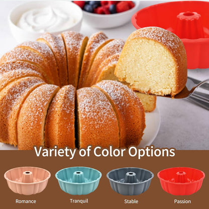 PADELE Nonstick Silicone Cake Pan Set - 10 Inch Molds for Cakes, Brownies & Jello | Pink & Blue