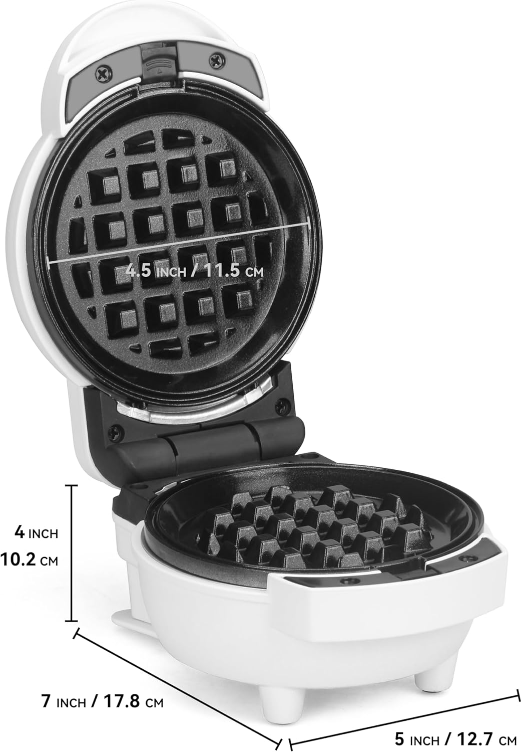 Skiennix 6-in-1 Mini Waffle Maker - Removable Plates & Premium Ceramic Coating, 4.5'' White Waffle Iron