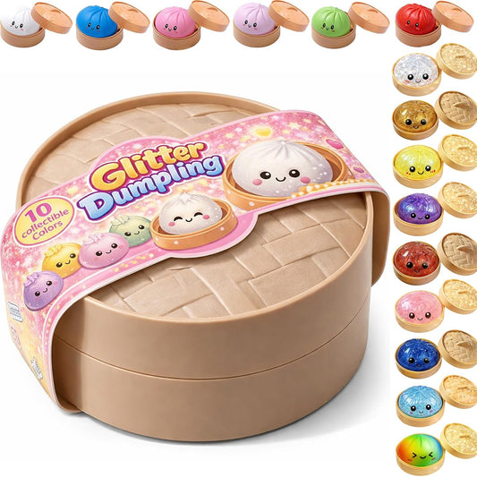 Skiennix Dumpling Squishy Mystery Box - Surprise Stress Relief Fidget Set, Random Colors (1 Pack)