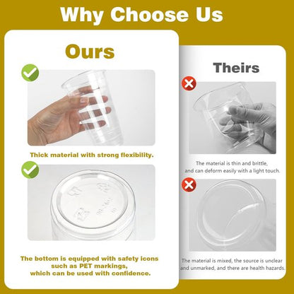 Charmount 24 oz Clear Plastic Cups - Disposable To-Go Cups with Lids & Straws for Cold Drinks | 100 Sets