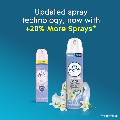 Glade Air Freshener Room Spray - Clean Linen Scent for Long-Lasting Freshness | 8 Oz, 6 Count