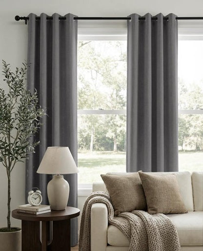 100% Blackout Shield Linen Blackout Curtains for Bedroom, Dark Grey Grommet Curtains for Living Room, Thermal Insulated Room Darkening Drapes for Nursery, Boho Home Decor, 50" W x 84" L, 2 Panels