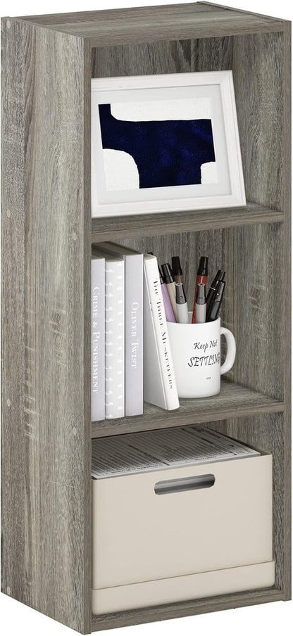 Furinno LUDER Bookshelf - 3-Cube Bookcase with Open Shelves | Easy Assembly, French Oak Finish, 9.3 x 12 x 31.5