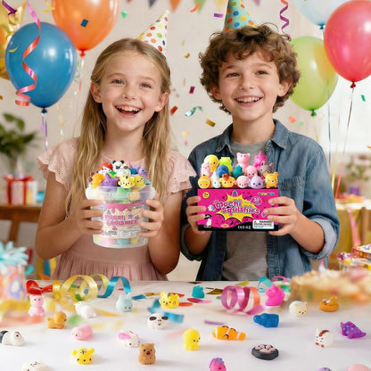 Skiennix 25 Pcs Mochi Squishy Toys - Kawaii Animal Stress Relief Mini Toys for Kids | Perfect Party Favors & Goodie Bag Fillers