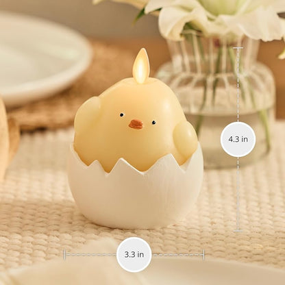 Yellow Hatching Easter Chick Flameless Candle by Luminara - 3.3 x 4.3 in, Real-Flame LED