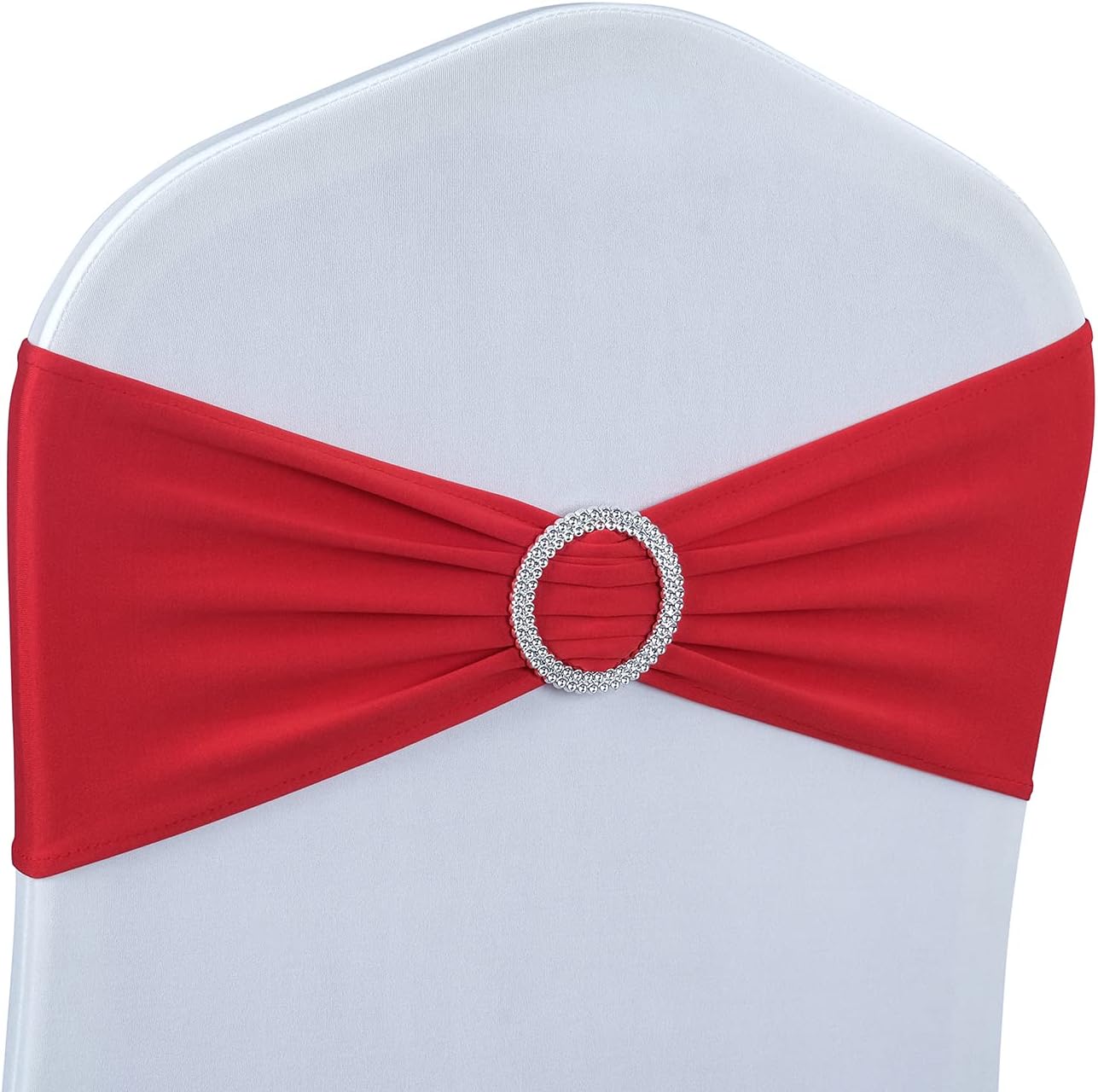Babenest Spandex Chair Sashes - 100PCS Premium Stretch Covers with Buckle Slider for Weddings & Events | Red