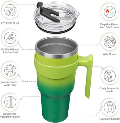 BJPKPK 40 oz Insulated Tumbler With Handle - Stainless Steel Travel Mug in Bamboo Grove