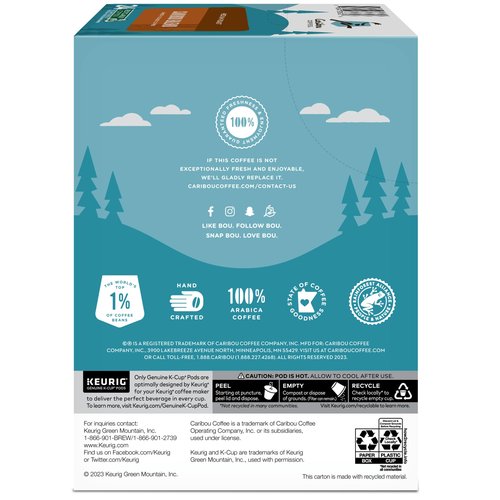 Caribou Coffee Keurig Single-Serve K-Cup Pods, Caribou Blend Medium Roast Coffee, 24 Count