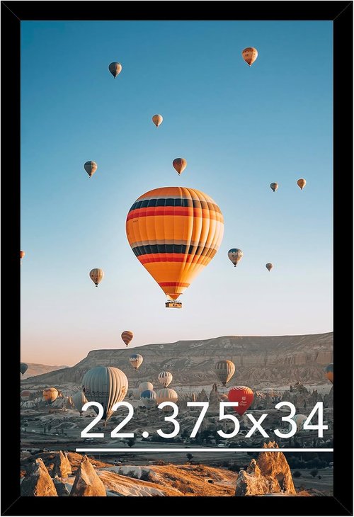 JCJMY 22.375x34 Black Picture Frame - Versatile Wall Hanging for Posters & Photos | Horizontal & Vertical Formats