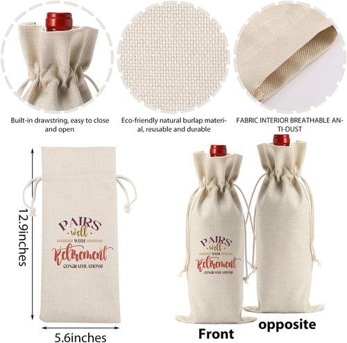 Funny Retirement Wine Bag Happy Retirement Gifts for Woman Men Pairs Well With Retired Gift for Women Leaving Gifts for Best Friends Coworkers Boss Nurse Teachers