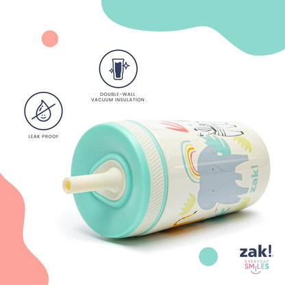 Zak Designs Kelso Toddler Sippy Cup - 12oz Vacuum Insulated, Leak-Proof Design for Kids | Spaceships