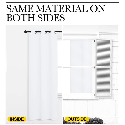 NICETOWN White Samll Window Blackout Curtain Panels, 50% Light Blocking Curtains for Bedroom & Dining Room Window (Set of 2, 42 inches x 68 inches)