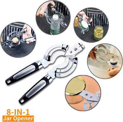 Skiennix Multi Jar Opener - Stainless Steel Lid Tool for Weak Hands & Arthritis Relief